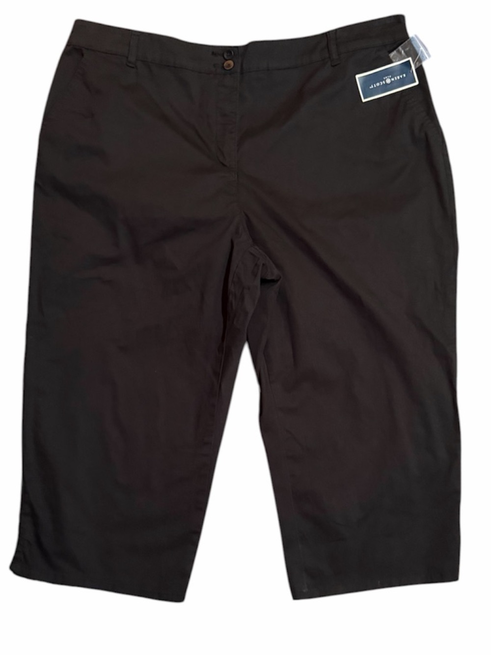 Karen Scott Womans Flat Front Black Stretch Capri Pants Size 18W